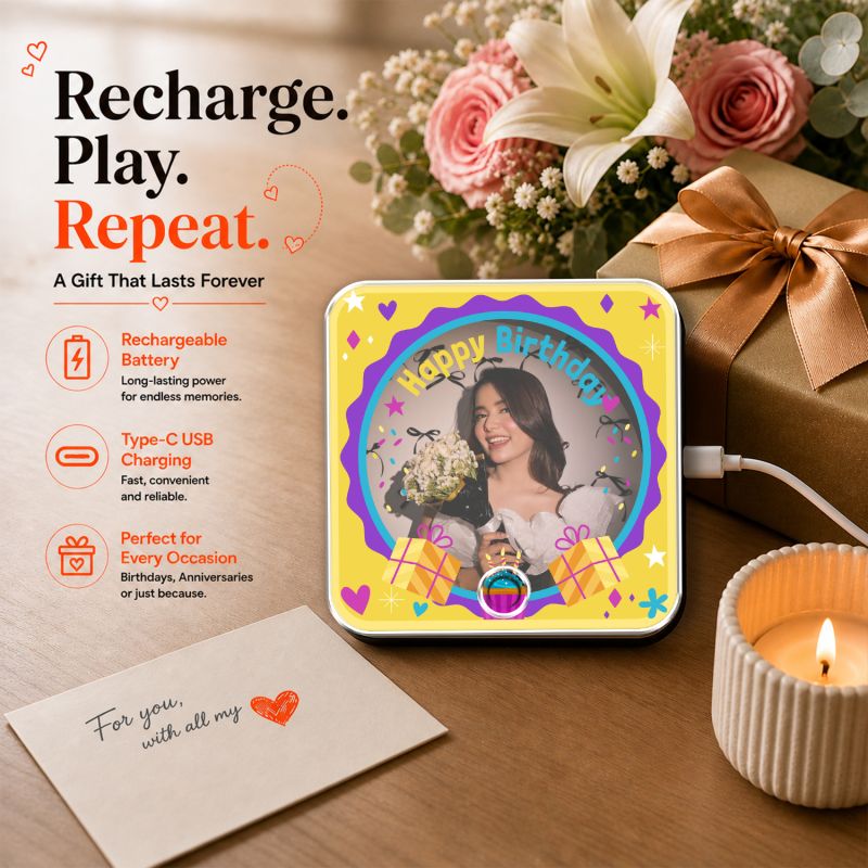 Personalized Happy Birthday Musical Fridge Magnet with Music Speaker Birthday Gift for Girlfriend, Wife, Sister & Friends Rechargeable Sound Speaker, Birthday Return Gift Idea
